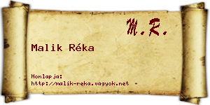 Malik Réka névjegykártya